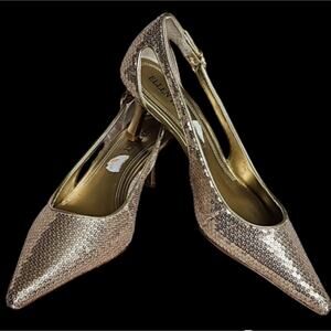 Ellen Tracy Echo Gold Sequin Evening Pumps size 7 NWOT